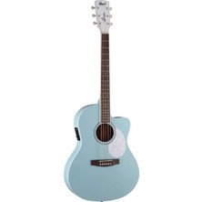 Cort Endonezya Cort Jade Classic Skop Akustik Gitar - Sky Blue (Orta Seviye) | Retro Tasarım, Inci Kaplama Başlık ve Koruyucu, Open Pore Mat Bitiş ve Parlak Sky Blue Rengi