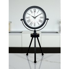 Akıllı Durak Pure Black Roma Rakamlı Üç Ayaklı Metal Masa Saati