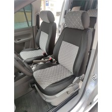 Akıncı Volkswogen Caddy 2005 2011 Arası Uyumlu Gri Nakışlı Taytüyü Siyah Deri Karışımı Gri Ip