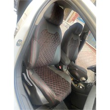 Akıncı Citroen C5 Arka Sırt Arka Oturma 2+1 Arka Sırt Kolcaklı Model Kırmızı Nakışlı Taytüyü Siyah Deri