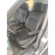 Akıncı Volkswogen Transporter 5+1 T5 Uyumlu Mavi Nakışlı Taytüyü Siyah Deri Karışımı Mavi Ip