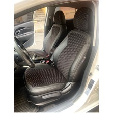 Akıncı Kia Rio 2012 2016 Arası Uyumlu Arka Sırt 2+1 Beyaz Nakışlı Taytüyü Siyah Deri Karışımı Beyaz Ip