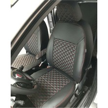 Akıncı Fiat Fierino Arka Sırt Arka Oturma 2+1  Uyumlu Kırmızı Nakışlı Deri Siyah Deri