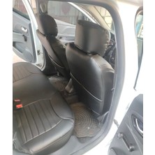 Akıncı Clio 4 Arka Sırt 2+1 Uyumlu Komple Siyah Deri Kırmızı Şerit Siyah Ip