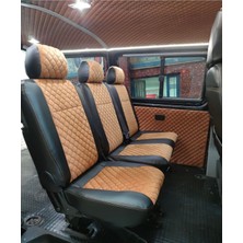 Akıncı Volkswogen Transporter T5 4+1 Uyumlu Taba Nakışlı Taytüyü Siyah Deri Karışımı Taba Ip