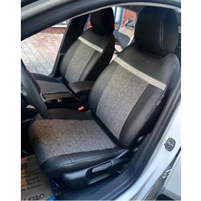 Akıncı Citroen C4 2022 Uyumlu Arka Sırt 2+1 Model Gri Keten Siyah Deri Karışımı Gri Ip
