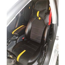 Akıncı Seat Leon 2006 2012 Arası Uyumlu Arka Sırt 2+1 Siyah Taytüyü Siyah Deri Karışımı Sarı Detay