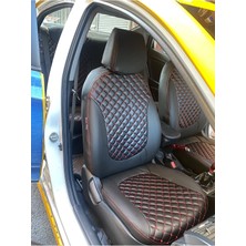 Akıncı Hyundai Blue  Uyumlu Arka Sabit Başlık Siyah Zemin Kırmızı  Deri Siyah Deri Karışımı Kırmızı Ip