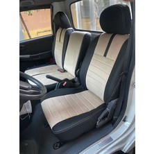 Akıncı Kia Bango 2+1 2012 2022 Arası Uyumlu Krem Taytüyü Siyah Deri Karışımı Krem Şerit Krem Ip