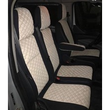 Akıncı Ford Custom 5+1  Uyumlu Krem Taytüyü Siyah Deri Karışımı Krem Ip