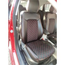 Akıncı Hyundai I20 2021 2022 Uyumlu Arası Arka Sırt 2+1 Arka Sırt Kolcaksız Model Siyah Zemin Kırmızı Nakış