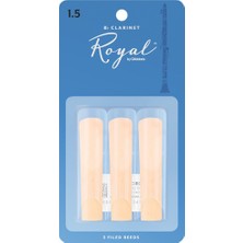 D'addario RCB0315 Rico Royal Sib (Bb) Klarnet Kamışı No: 1.5 (Başlangıç/eğitim) - 3'lü Paket | Fransız Kesim (Filed), Esnek ve Net Ton Yapısı