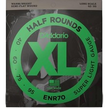 D'addario ENR70 Xl Half Rounds Bas Gitar Tel Seti - 45-100 Regular Light (Profesyonel) | Paslanmaz Çelik Üzerine Taşlanmış Pürüzsüz Yüzey, Sıcak Tonlar ve Parmak Gürültüsünü Azaltan Yapı