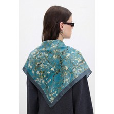 Hawwa Turkuaz Dallar Desenli Bandana Fular