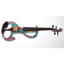 Kinglos Kng DSZA-1002 4/4 Elektro Keman Seti - Görsel Sanat Serisi (Profesyonel) | Sanatsal Desenli Masif Gövde, Aktif Elektronik Devre ve Tam Aksesuar Paketi