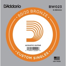 D'addario BW023 .023 Akustik Gitar Tek Teli - G/sol Notası (Aksesuar) | 80/20 Bronz Sargı, Parlak Ton Karakteri ve Yüksek Akort Stabilitesi