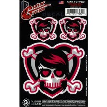 D'addario Planet Waves GT77032 Gitar Tattoo Sticker - Emo Girl Skull (Aksesuar) | Iz Bırakmayan Yapışkan Teknolojisi, Kişiselleştirilmiş Gövde Tasarımı ve Canlı Grafik Detayı