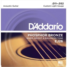D'addario EJ26 Phosphor Bronze Serisi Akustik Gitar Tel Seti (Custom Light - 11-52 - Phosphor Bronze)