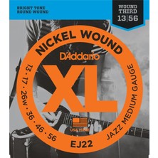 D'addario EJ22 Nickel Wound Elektro Gitar Tel Seti - 13-56 Jazz Medium (Profesyonel) | Kalın Ölçü, Maksimum Rezonans, Güçlü Orta Frekanslar ve Sert Tansiyon