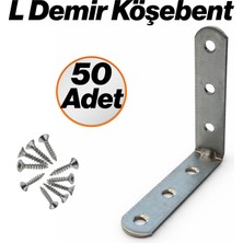 Badem10 L Demir Gönye 15X65X65 mm Oval Başlı 50 Adet Metal Mobilya Raf Dolap Montaj Bağlantı Elemanı
