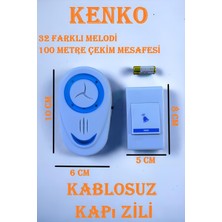 Kenko 32 Melodi Lüks Uzaktan Kumandalı Kablosuz Kapı Zili 100 Metre Wireless Buton Paneli Kablo Derdi Yok