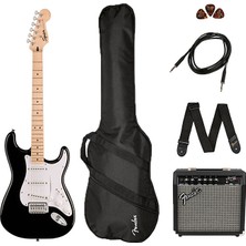 Squier 0371720606 Sonic Stratocaster Elektro Gitar Seti (Siyah) | Frontman 10G Amfi ile Başlangıç Için Tam Set Siyah Renk
