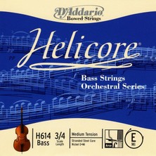 D'addario H614 Helicore Tek Kontrabas Mi (E) Teli (3/4) | Güçlü Alt Frekans Desteği Odaklanmış Rezonans ve Dayanıklı Krom Sargı