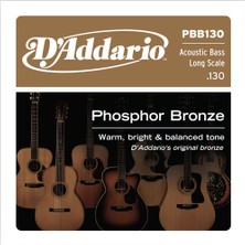 D'addario PBB130 Phosphor Bronze Akustik Bas Gitar Tek Teli - .130 (Aksesuar) | 5 Telli Akustik Baslar Için B Teli Veya Düşük Akort Uyumu, Derin Bas Tonları ve Güçlü Projeksiyon