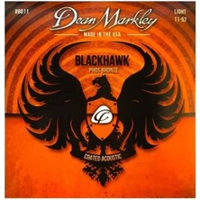 Dean Markley 8011 Blackhawk Akustik Gitar Teli Seti (Profesyonel - 11-52 Coated) | Fosfor Bronz, Korumalı Mikro-Kaplama Teknolojisi, Paslanmaya Dayanıklı Parlak Ton | Ölçüler: 0.011 - 0.052 Inç Takım