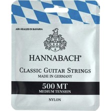 Hannabach 500MT Klasik Gitar Teli Seti (Başlangıç/orta - Gitar Aksesuarı) | Medium Tension (Orta Sertlik), Naylon 815 Serisi, Dengeli ve Uzun Ömürlü | Ölçüler: 4/4 Standart Klasik Gitar