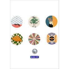 On Dijital Baskı Merkezi Kruvasan Temalı 6 Adet Rozet Seti