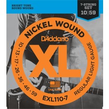 D'addario EXL110-7 Xl Nickel Wound 7 Telli Elektro Gitar Tel Seti - 10-59 (Profesyonel) | 7 Telli Gitarlar Için Ideal Gerilim, Nikel Sargı ve Üstün Akort Kararlılığı