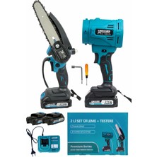 Kimmeer Plus 2'li Set Hava Üfleme ve Şarjlı Testere Makinesi Seti Batarya Hızlı Şarj Cihazı