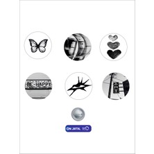 On Dijital Baskı Merkezi Siyah Kelebek Temalı 6 Adet Rozet Seti