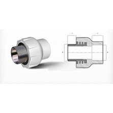 SHC4200 Mey Ithalat® Ege Yıldız Pprc 50X1 1/2 Erkek Adaptör Gri