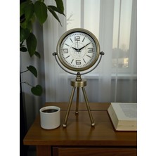 Akıllı Durak Nostalji Tripod Eskitme Üç Ayaklı Metal Masa Saati
