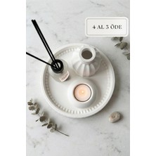 Zuri Design Bohem Beton Mumluk ve 50 ml Vanilya Oda Kokusu Seti -  Dekoratif Tepsili Set