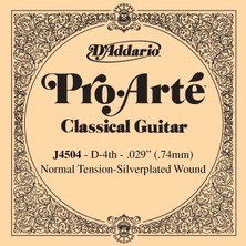 Daddario J4504 Pro-Arte Klasik Gitar Tek Teli 4.tel (Re) Gümüş Sarım Normal Tansiyon ve Sıcak Ton