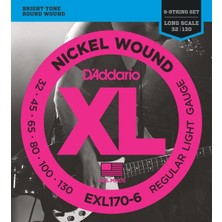 D'addario EXL170-6 Xl Nickel Serisi Bas Gitar Tel Seti (Regular Light - 32-130 - Long Scale)
