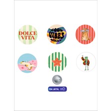 On Dijital Baskı Merkezi Renkli Temalı 6 Adet Rozet Seti