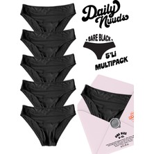 Daily Nuuds Günlük Kesim Kadın Iç Çamaşırı (Xs–xl Tek Beden) – Siyah (Bare Black) | 5’li Multipack