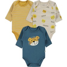 Civil Baby Aslan Empirmeli 3 Lü 0-36 Ay Çıtçıtlı Badi - Hardal 9-12 Ay