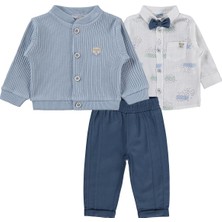 Lüks Kumru Tekstil Kumru Papyonlu Hırka 3 Lü 6-18 Ay Takım - Beyaz 18-24 Ay