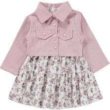 Lüks Kumru Tekstil Civil Girls Ceketli Çiçekli 2 Li 2-5 Yaş Elbise - Pembe 4-5 Yaş