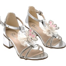 Kindep (Minican) Topuklu Çocuk Abiye Ayakkabı Gumüş