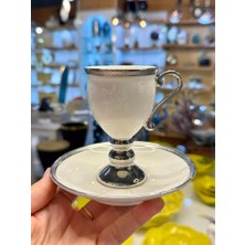 Acar Ayaklı Beyaz-Gümüş 1 Kişilik Türk Kahvesi Fincanı