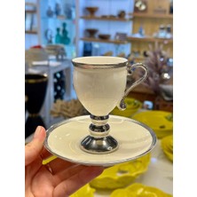 Acar Ayaklı Krem-Gümüş 1 Kişilik Türk Kahvesi Fincanı