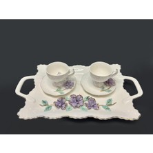 Acar Azurı Tepsili 2 Kişilik Türk Kahvesi Fincan Takımı