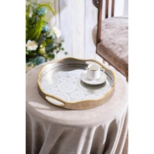 Acar Cora Aynalı Yuvarlak Büyük Tepsi 40CM