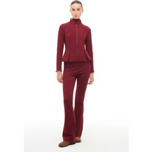 Perspective Bordo Slim Fit Kısa Ceket